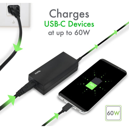 Plugable Technologies USB-C Power Delivery 60W Charger - Compact and Fast Charging for Laptops, Tablets, and Phones