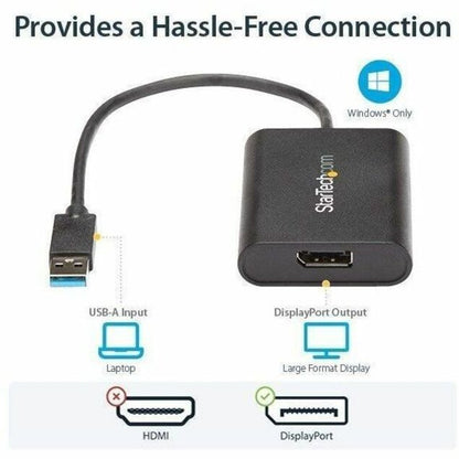 StarTech.com USB 3.0 to DisplayPort Adapter - 4K 30Hz External Video Converter for Windows