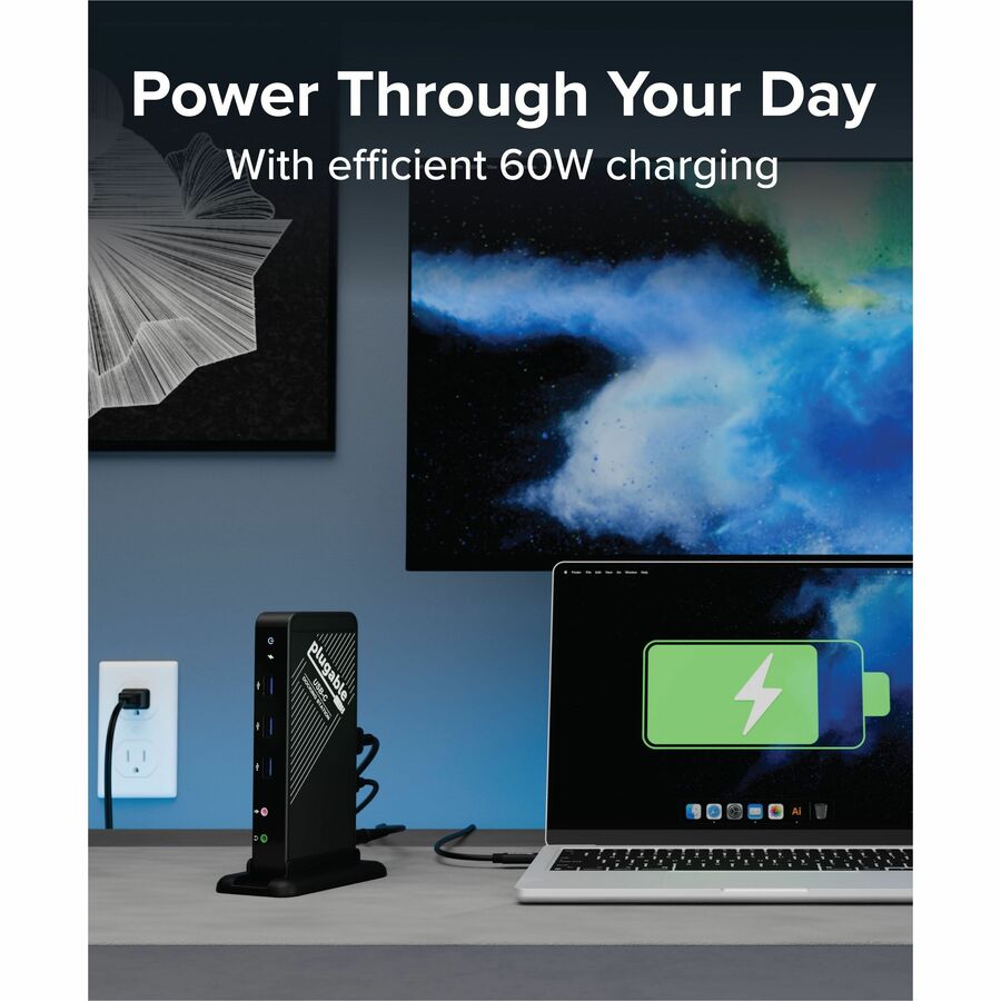 Plugable Technologies UD-CA1A USB-C Docking Station with 4K HDMI, 60W Power Delivery, Ethernet, and USB Ports
