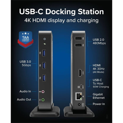 Plugable Technologies UD-CA1A USB-C Docking Station with 4K HDMI, 60W Power Delivery, Ethernet, and USB Ports