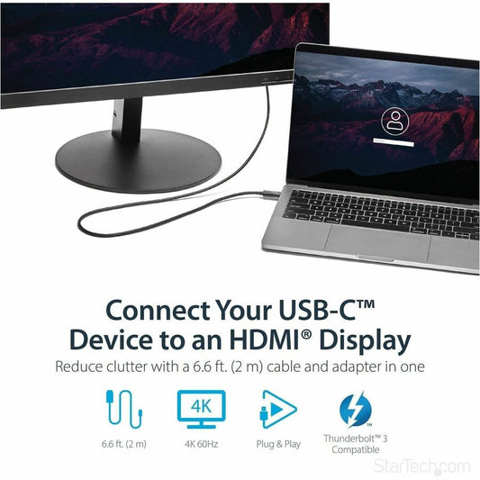 StarTech.com 6ft (2m) USB-C to HDMI Cable - 4K 60Hz Display Adapter for MacBook Pro, Dell XPS, and More