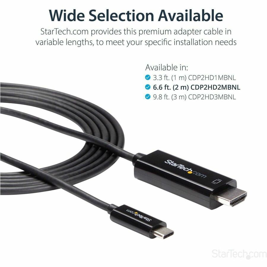 StarTech.com 6ft (2m) USB-C to HDMI Cable - 4K 60Hz Display Adapter for MacBook Pro, Dell XPS, and More