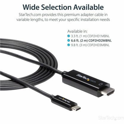 StarTech.com 6ft (2m) USB-C to HDMI Cable - 4K 60Hz Display Adapter for MacBook Pro, Dell XPS, and More
