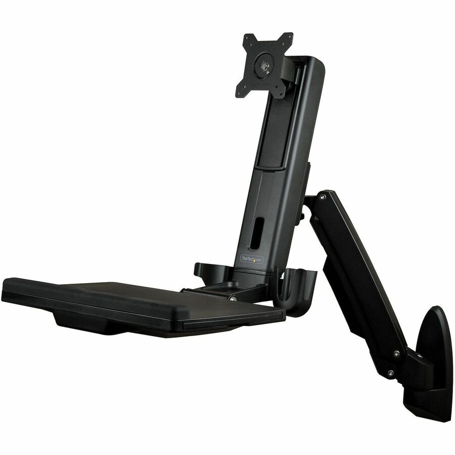 StarTech.com Wall Mount Sit-Stand Desk with Adjustable Monitor & Keyboard Tray - Model WALLSTS1