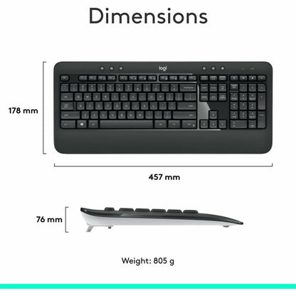 Logitech MK540 Advanced Wireless Keyboard and Mouse Combo for Windows with Unifying Receiver