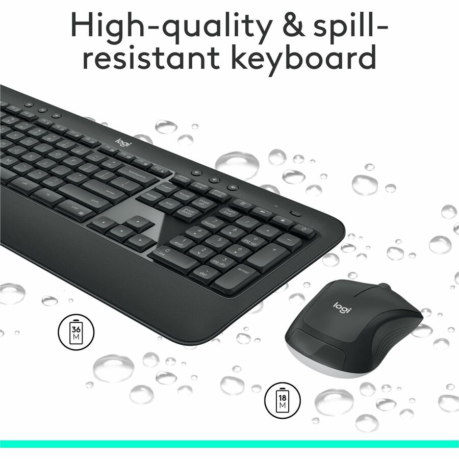 Logitech MK540 Advanced Wireless Keyboard and Mouse Combo for Windows with Unifying Receiver