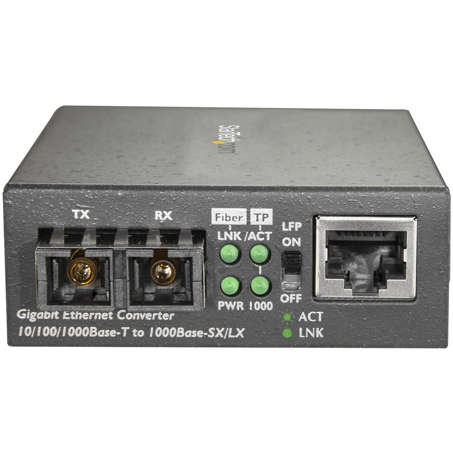 StarTech.com MCMGBSCSM10 Single Mode SC Fiber Ethernet Media Converter - 1000Base-LX Gigabit Fiber Optic to Copper Bridge for 10 km Networks