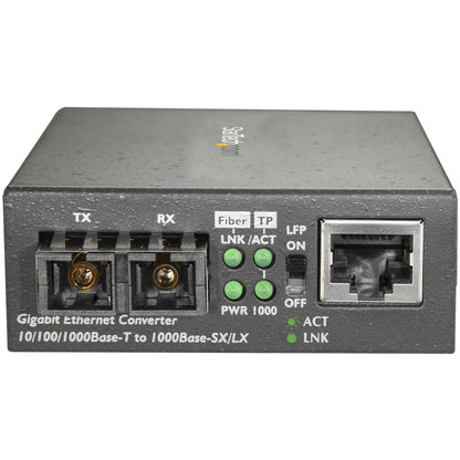 StarTech.com MCMGBSCSM10 Single Mode SC Fiber Ethernet Media Converter - 1000Base-LX Gigabit Fiber Optic to Copper Bridge for 10 km Networks