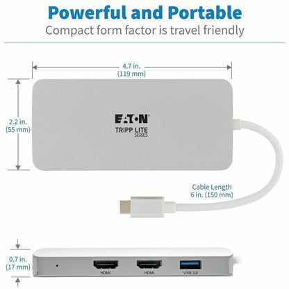 Eaton Tripp Lite Series U442-DOCK12-S USB-C Docking Station with Triple Display Support and 60W Power Delivery