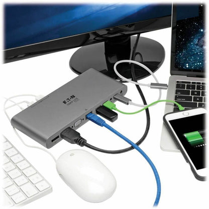 Eaton Tripp Lite Series U442-DOCK4-S USB-C Docking Station with 4K HDMI, DisplayPort, VGA, USB 3.0, Ethernet, and 100W Power Delivery