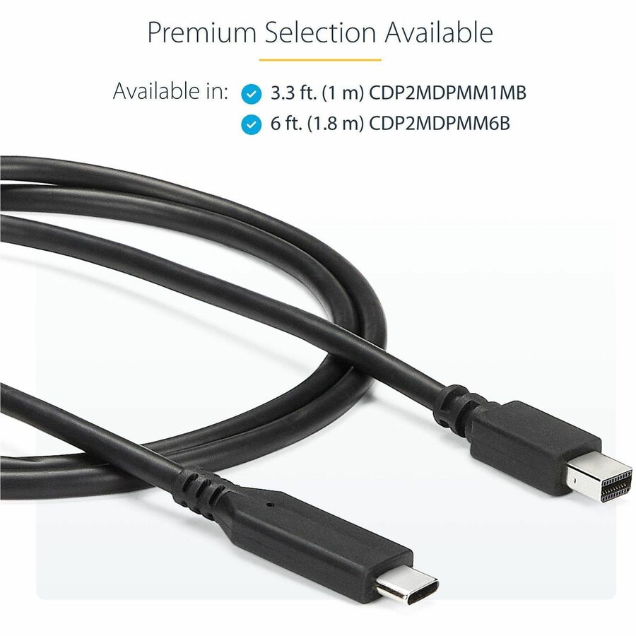StarTech.com 1 m (3.3 ft) USB-C to Mini DisplayPort Cable – 4K 60Hz – Black