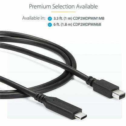 StarTech.com 1 m (3.3 ft) USB-C to Mini DisplayPort Cable – 4K 60Hz – Black