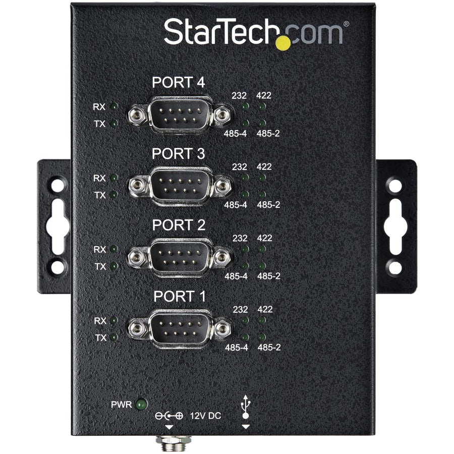 StarTech.com USB to RS232/RS485/RS422 4-Port Serial Hub Adapter - Industrial Metal USB 2.0 to DB9 Serial Converter with DIN Rail Mount
