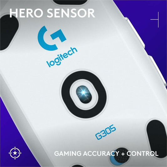 Logitech G305 LIGHTSPEED Wireless Gaming Mouse with HERO Sensor and 12,000 DPI – White