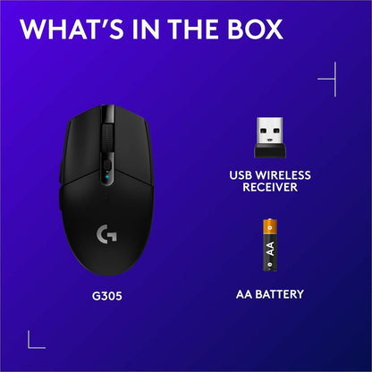 Logitech G305 LIGHTSPEED Wireless Gaming Mouse with HERO Sensor – 12,000 DPI, 6 Programmable Buttons, Black