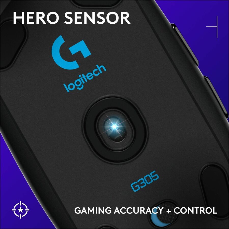 Logitech G305 LIGHTSPEED Wireless Gaming Mouse with HERO Sensor – 12,000 DPI, 6 Programmable Buttons, Black