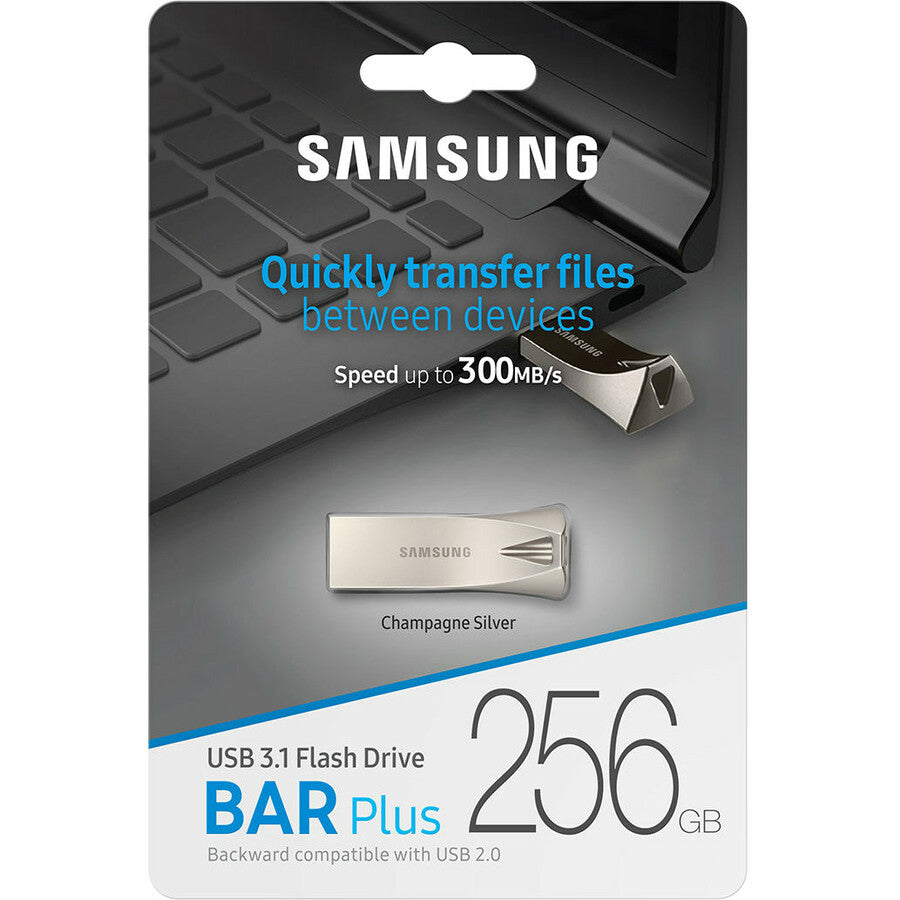 Samsung USB 3.1 Flash Drive BAR Plus 256GB Champagne Silver – Fast, Durable, Stylish Storage Solution