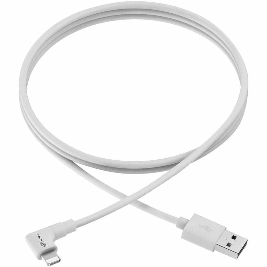 Eaton Tripp Lite Series USB-A to Right-Angle Lightning Sync and Charge Cable, 3 ft - White