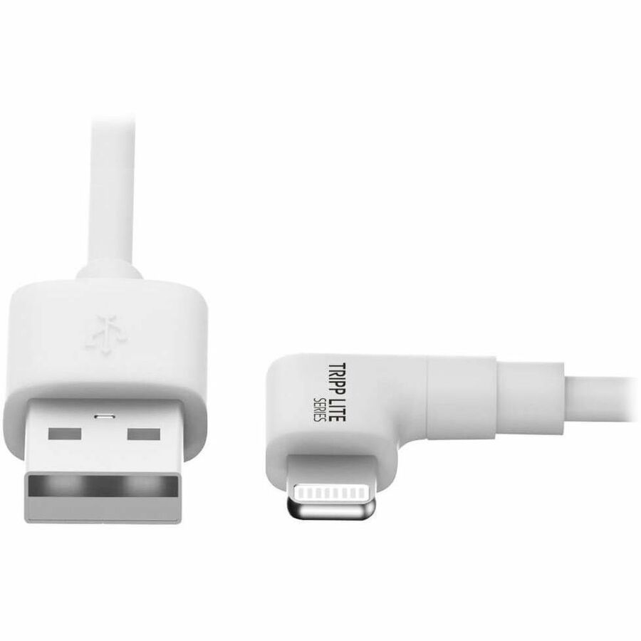 Eaton Tripp Lite Series USB-A to Right-Angle Lightning Sync and Charge Cable, 3 ft - White