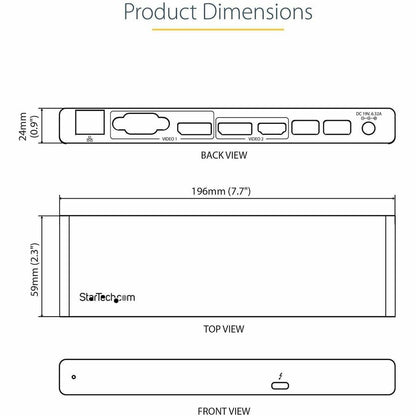 StarTech.com Thunderbolt 3 Dock - Dual 4K 60Hz Monitor, 85W Power Delivery, Mac & Windows Compatibility