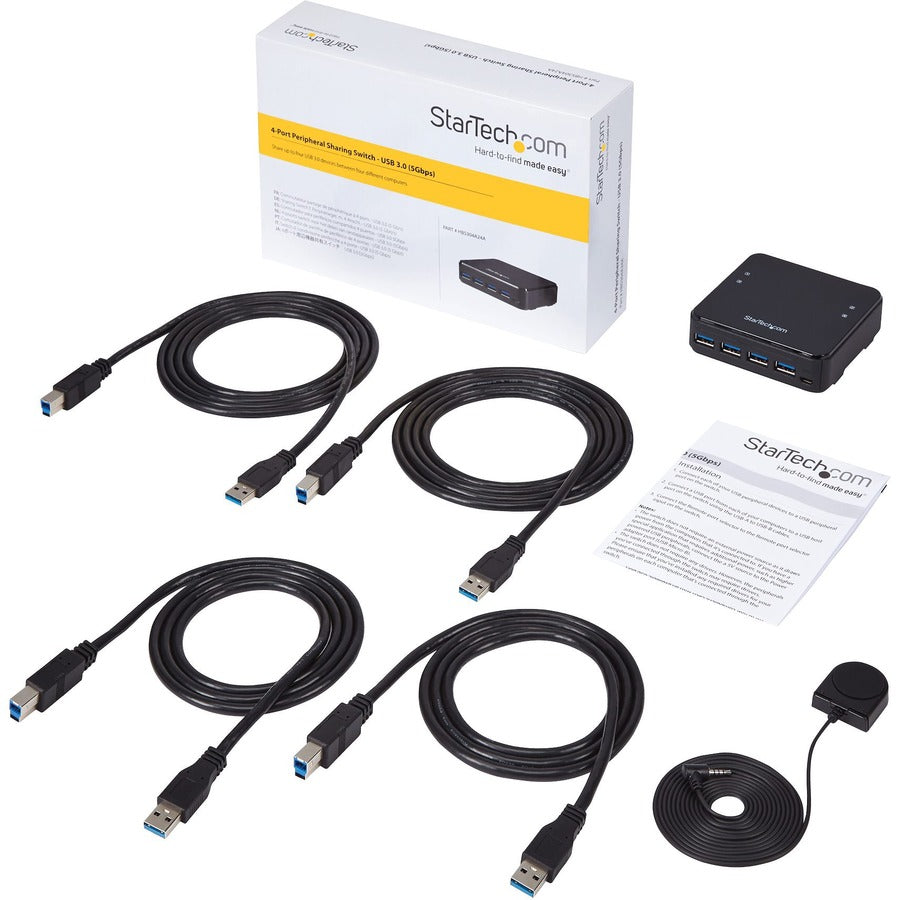 StarTech.com 4X4 USB 3.0 Peripheral Sharing Switch – 4 Port USB A/B Switch for Windows, Mac, Linux