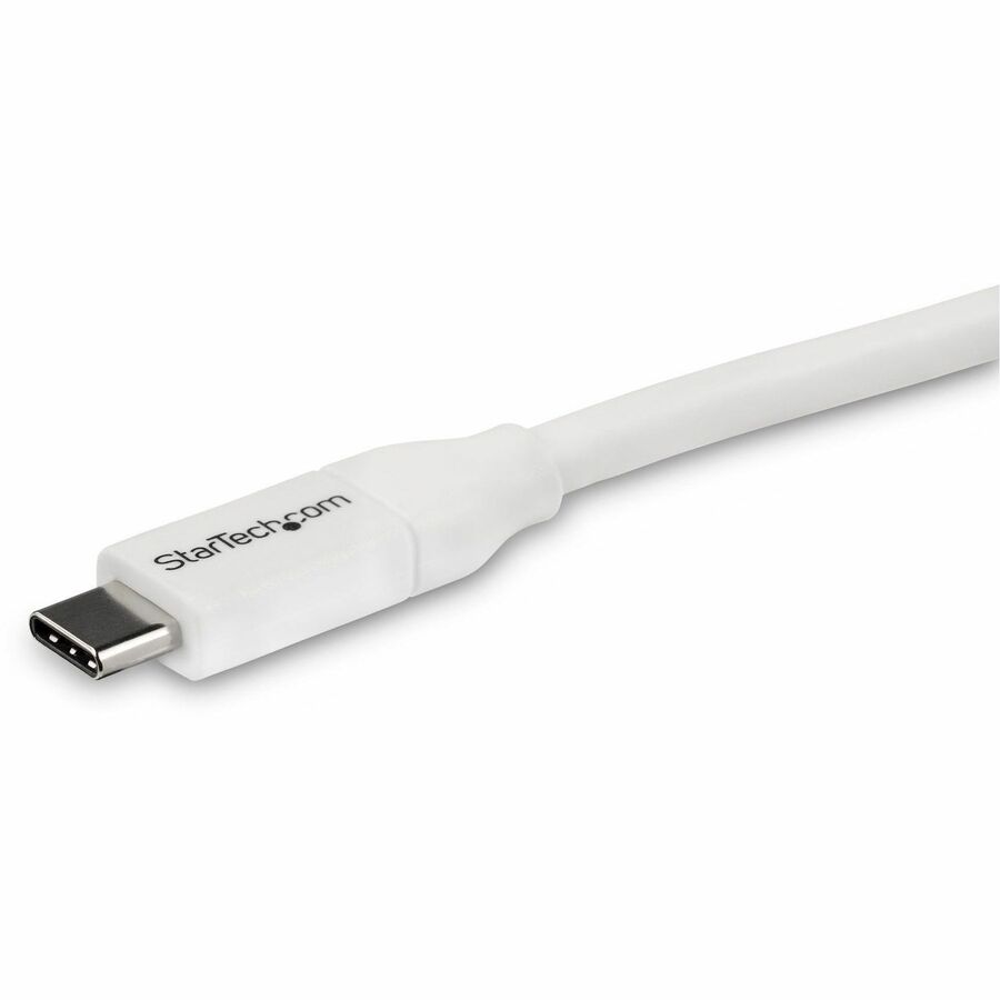 StarTech.com 13 ft USB C to USB C Cable with 5A Power Delivery — White, USB 2.0, USB-IF Certified