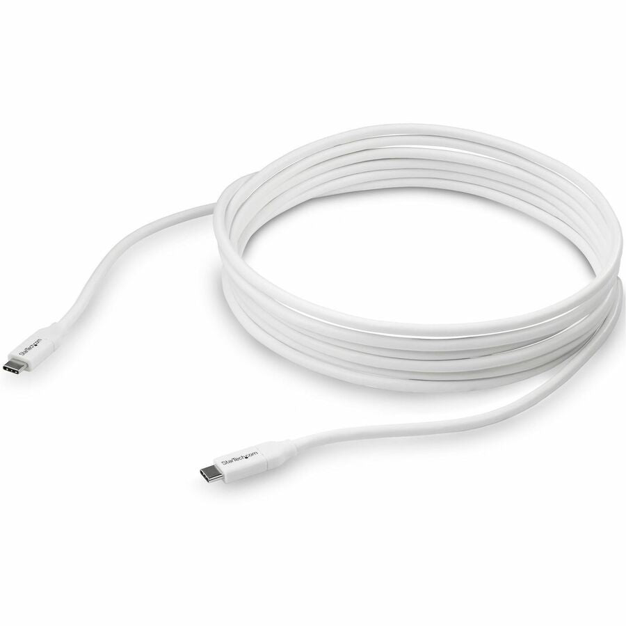 StarTech.com 13 ft USB C to USB C Cable with 5A Power Delivery — White, USB 2.0, USB-IF Certified