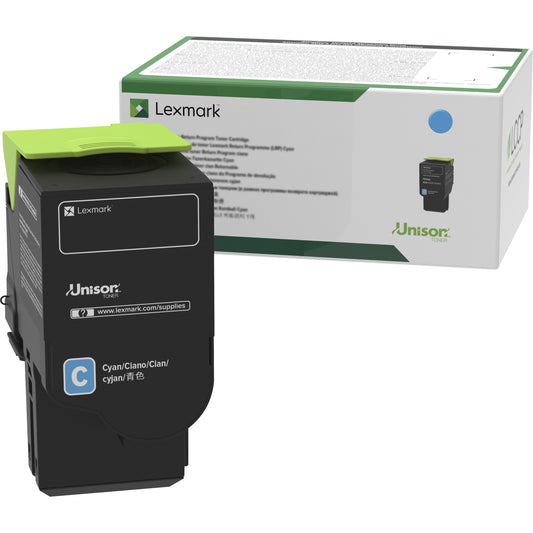 Lexmark Unison Cyan Return Program Toner Cartridge (Part #78C10C0) for Lexmark CX622, CX625, CS421, CS521, CX522, and CX622de Printers