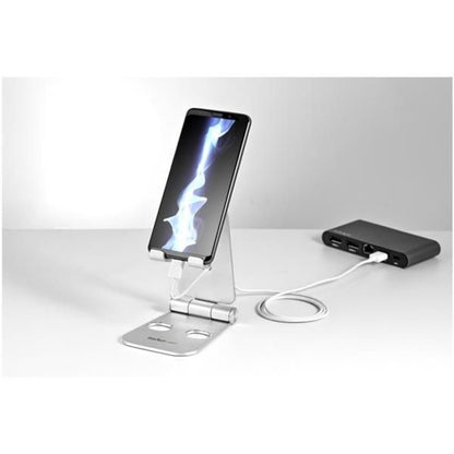 StarTech.com USPTLSTND Foldable Universal Smartphone and Tablet Stand for Desk - Adjustable Aluminum Holder for iPad Pro and Galaxy Tablets