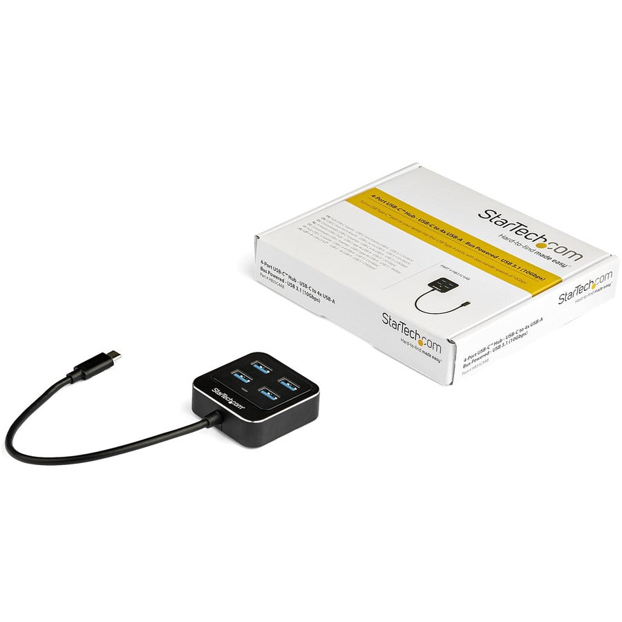 StarTech.com 4-Port USB-C Hub - USB-C to 4x USB-A - 10Gbps USB 3.2 Gen 2 - Bus-Powered Portable USB Adapter