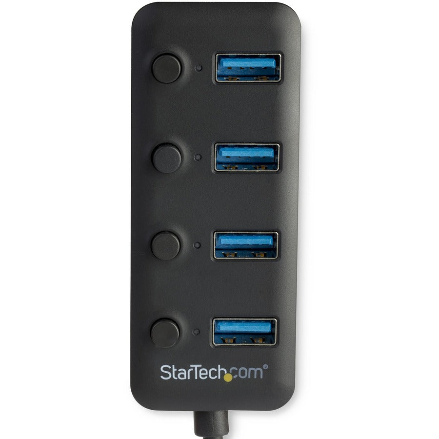 StarTech.com 4-Port USB 3.0 Hub with Individual On/Off Switches - Compact External USB Type-A Expansion