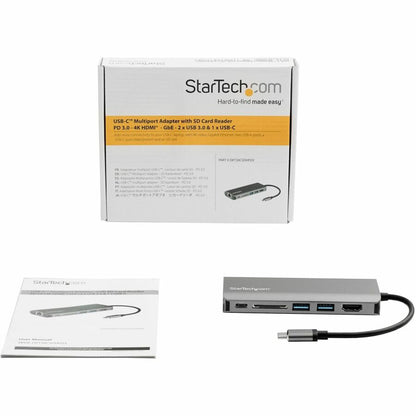 StarTech.com USB-C Multiport Adapter with 4K HDMI, SD Card Reader, Gigabit Ethernet, and 60W PD Charging