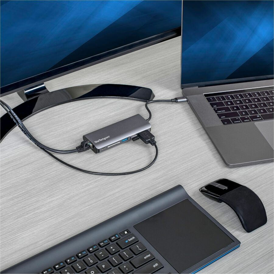 StarTech.com USB-C Multiport Adapter with 4K HDMI, SD Card Reader, Gigabit Ethernet, and 60W PD Charging
