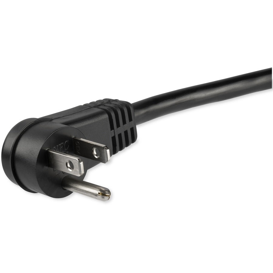 StarTech.com 1ft Power Extension Cord with Right-Angle NEMA 5-15P to NEMA 5-15R, 125V, 13A, Black