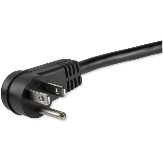 StarTech.com 1ft Power Extension Cord with Right-Angle NEMA 5-15P to NEMA 5-15R, 125V, 13A, Black
