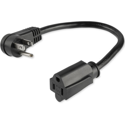 StarTech.com 1ft Power Extension Cord with Right-Angle NEMA 5-15P to NEMA 5-15R, 125V, 13A, Black