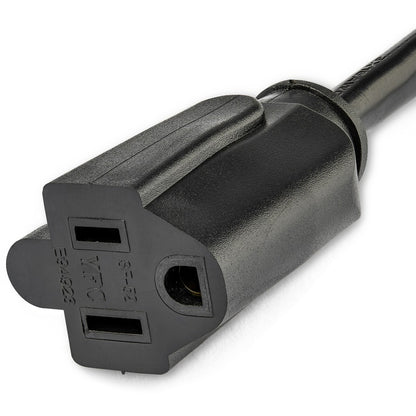 StarTech.com 1ft Power Extension Cord with Right-Angle NEMA 5-15P to NEMA 5-15R, 125V, 13A, Black