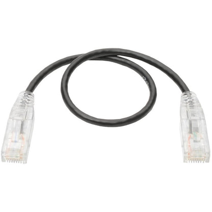 Eaton Tripp Lite Series Cat6 Gigabit Snagless Slim UTP Ethernet Cable (RJ45 M/M), 1 ft., Black