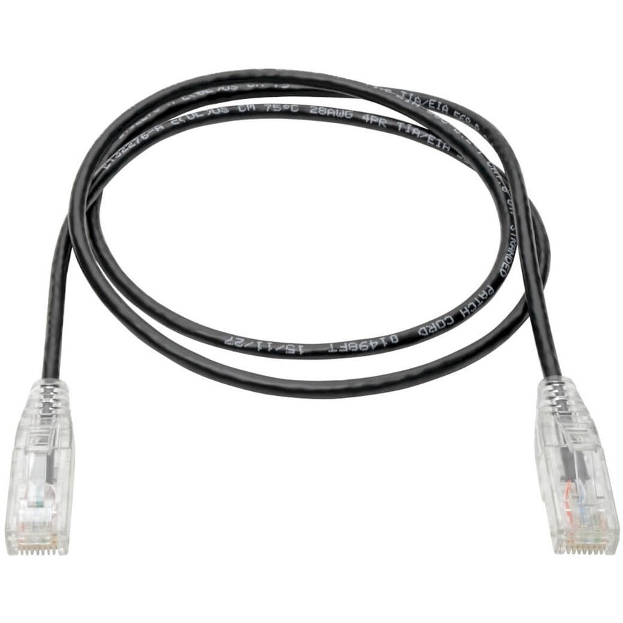 Eaton Tripp Lite Series Cat6 Gigabit Snagless Slim UTP Ethernet Cable (RJ45 M/M), 3 ft, Black