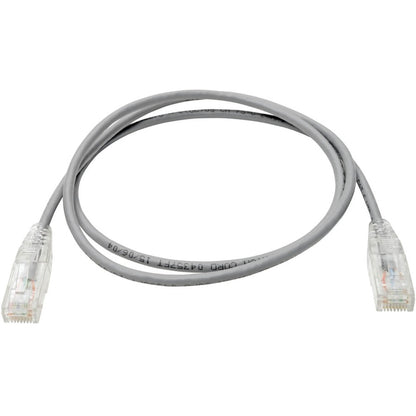 Eaton Tripp Lite Series Cat6 Gigabit Snagless Slim UTP Ethernet Cable (RJ45 M/M), 3 ft, Gray