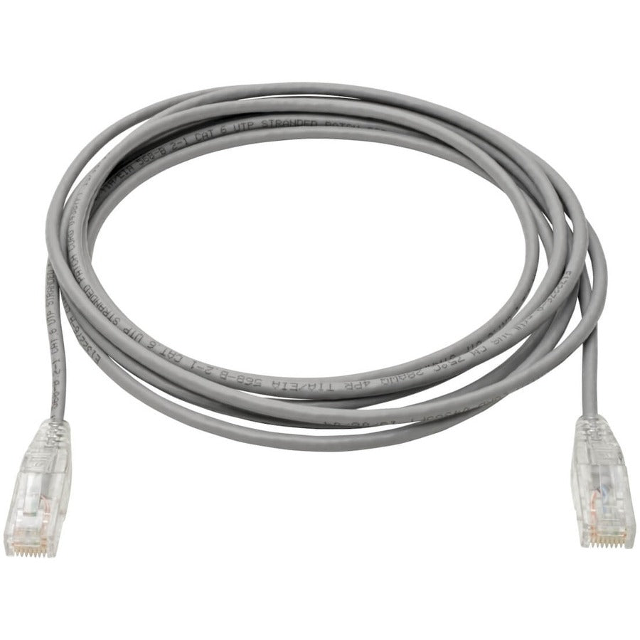 Eaton Tripp Lite Series Cat6 Gigabit Snagless Slim UTP Ethernet Cable (RJ45 M/M), 10 ft, Gray