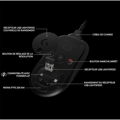 Logitech Pro Wireless Gaming Mouse - HERO 16K Sensor, LIGHTSPEED Wireless, 8 Programmable Buttons