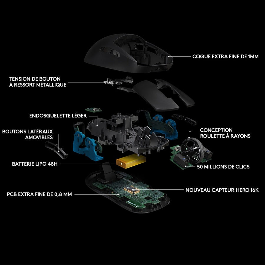 Logitech Pro Wireless Gaming Mouse - HERO 16K Sensor, LIGHTSPEED Wireless, 8 Programmable Buttons