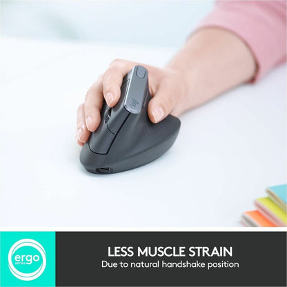 Logitech MX Vertical Wireless Ergonomic Mouse - Rechargeable with 4000 DPI Optical Tracking