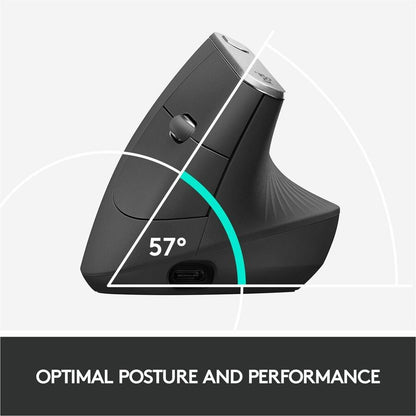 Logitech MX Vertical Wireless Ergonomic Mouse - Rechargeable with 4000 DPI Optical Tracking