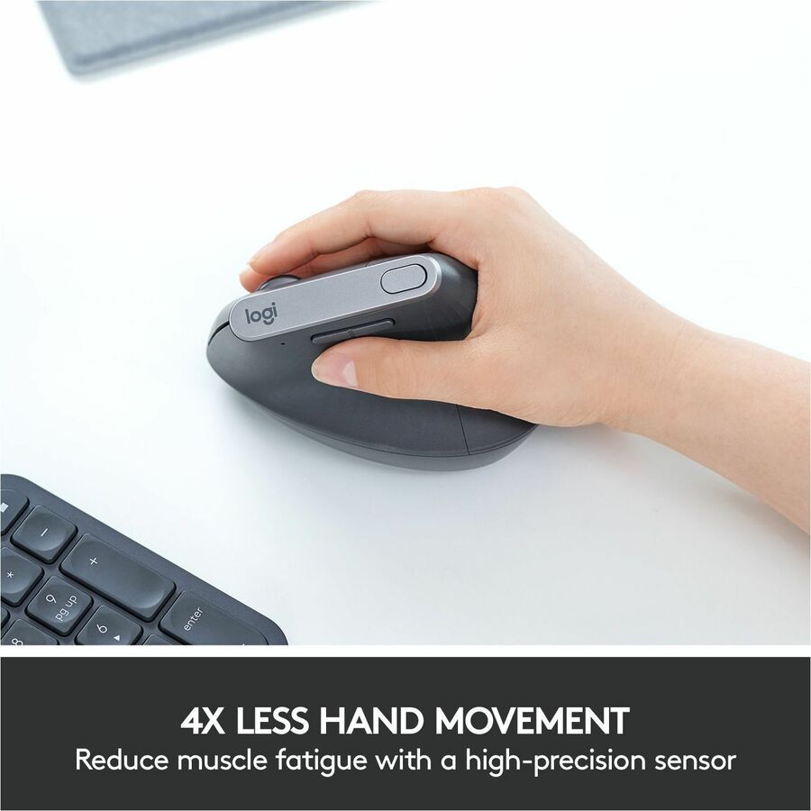 Logitech MX Vertical Wireless Ergonomic Mouse - Rechargeable with 4000 DPI Optical Tracking