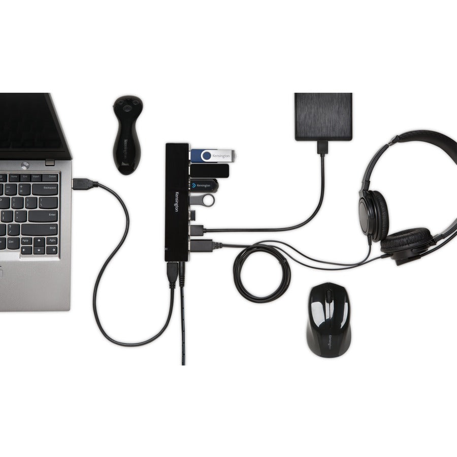 Kensington USB 3.0 7-Port Hub with Charging - External USB Expansion and Fast Charging Solution