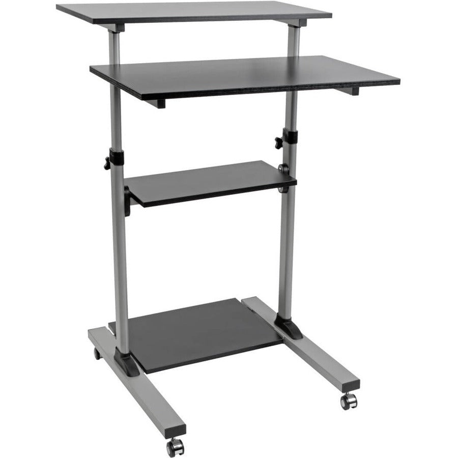 Eaton Tripp Lite Series Rolling Standing Desk on Wheels – Height Adjustable, Mobile Workstation with Shelves