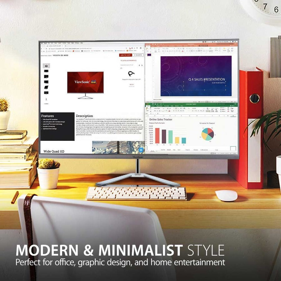 ViewSonic VX3276-2K-MHD 32-inch WQHD IPS Monitor with HDMI, DisplayPort, and Frameless Design