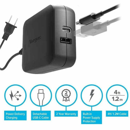Targus 65W USB-C/USB-A Charger with Power Delivery and Quick Charge Technology